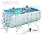 Сглобяем басейн Bestway 412 cm x 201 cm x 122 cm Power Steel Frame Rectangular 8124 L 