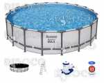 Надземен басейн с рамка Bestway 561FM d 6.10 m x 1.32 m кръгъл 33240 L сив