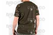 Тениска за риболов Fox Camo/Khaki Chest Print T-Shirt